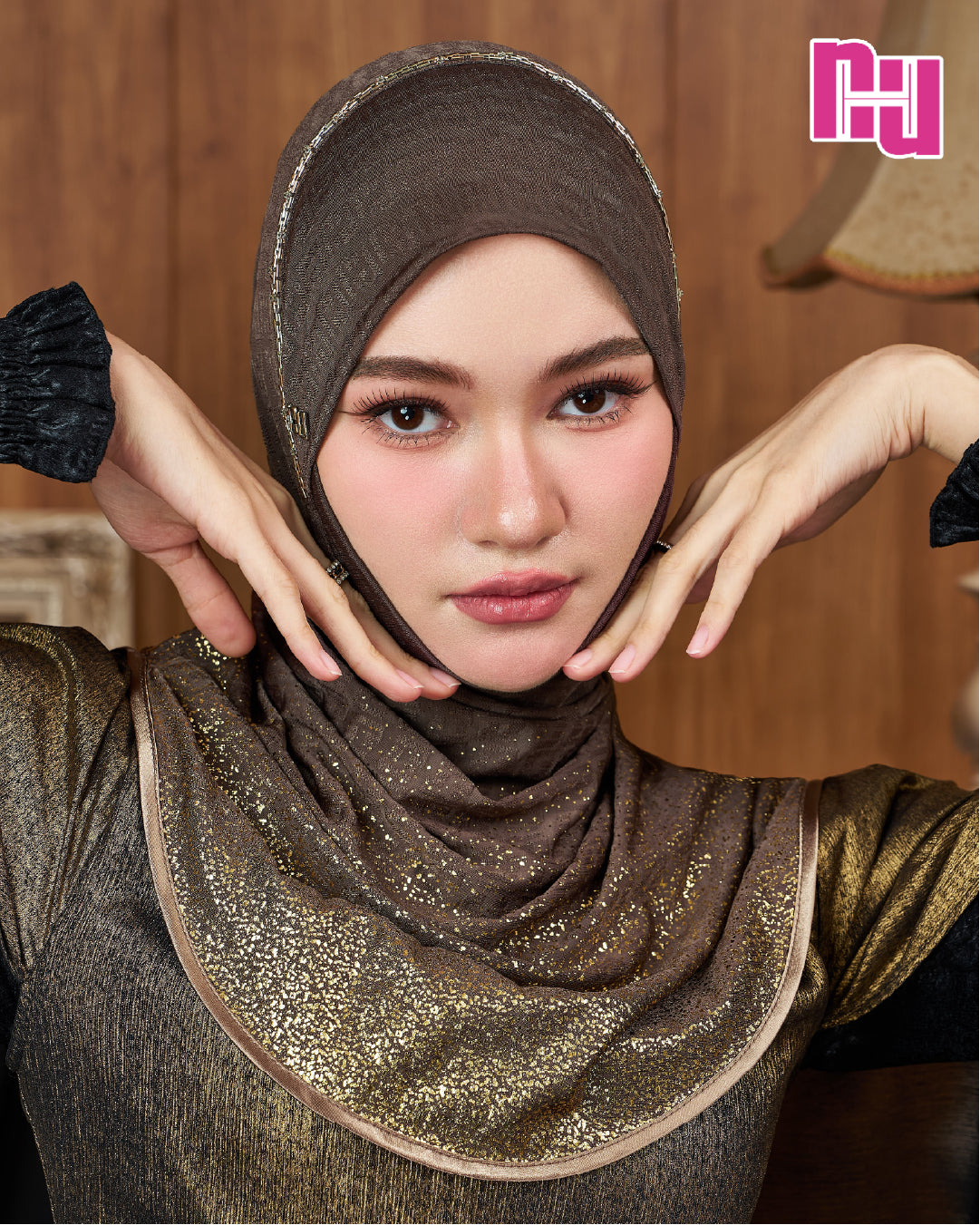 NUH GLAM Crystal Pearl Embellished Ready-to-Wear Shawl - Talkong Style (TLK)