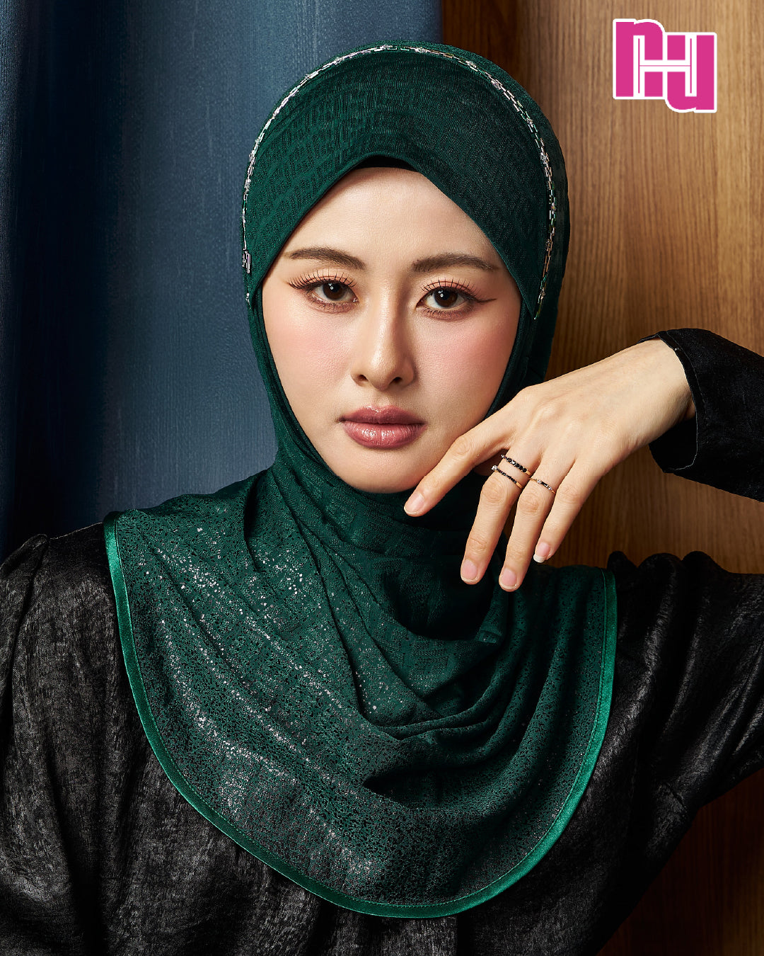 NUH GLAM Crystal Pearl Embellished Ready-to-Wear Shawl - Talkong Style (TLK)