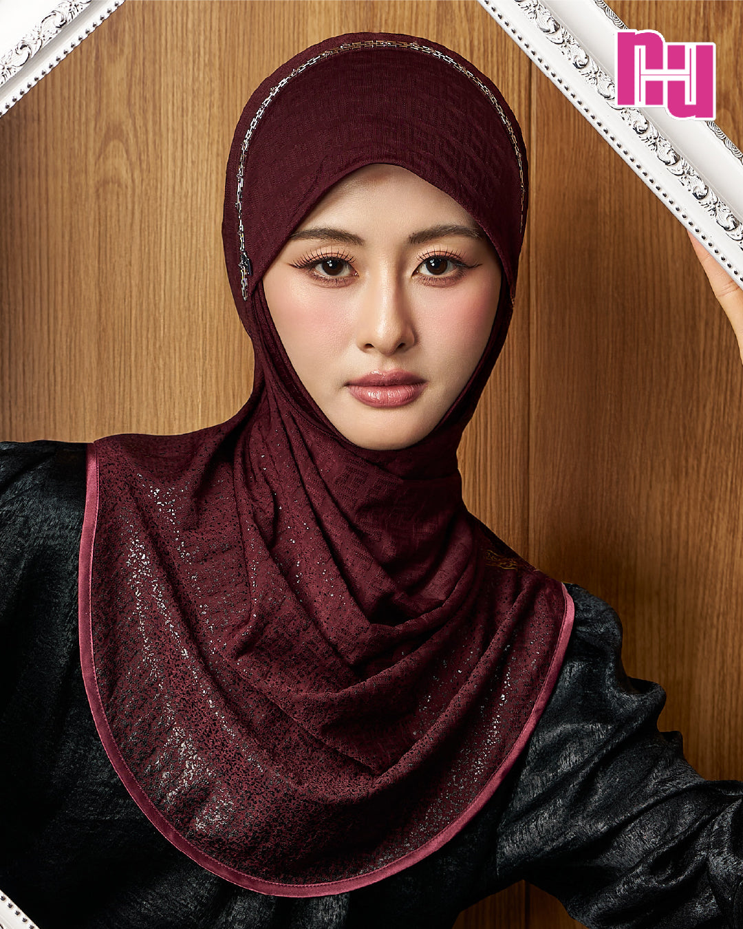 NUH GLAM Crystal Pearl Embellished Ready-to-Wear Shawl - Talkong Style (TLK)