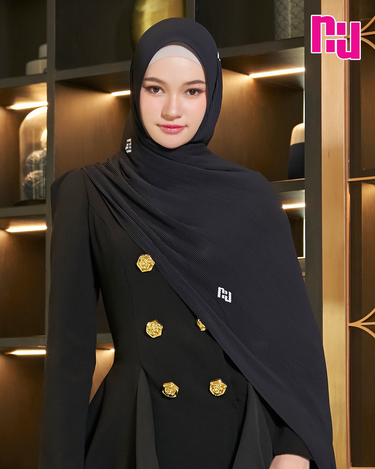 NUH SKYLINE OMBRE PLEATED Hijab Scarf for Women Muslim - ผ้าพันอัดพลีทแบบยาว