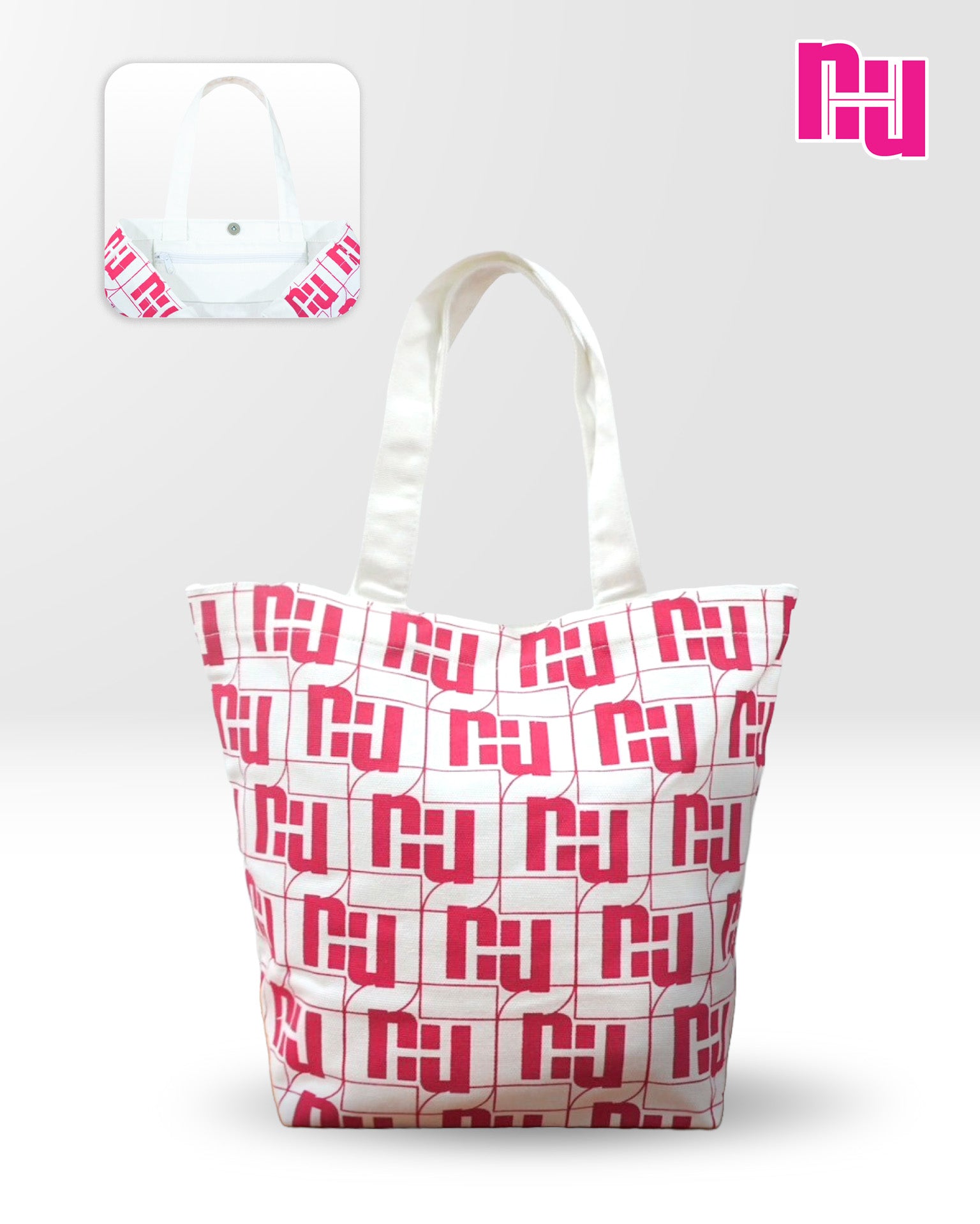 NUH MONOGRAM BAG CANVAS - กระเป๋าผ้าแคนวาสลายโมโนแกรม