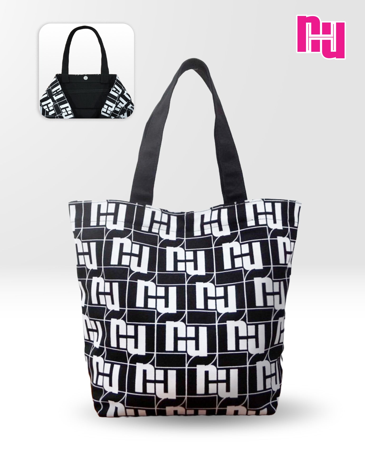 NUH MONOGRAM BAG CANVAS - กระเป๋าผ้าแคนวาสลายโมโนแกรม