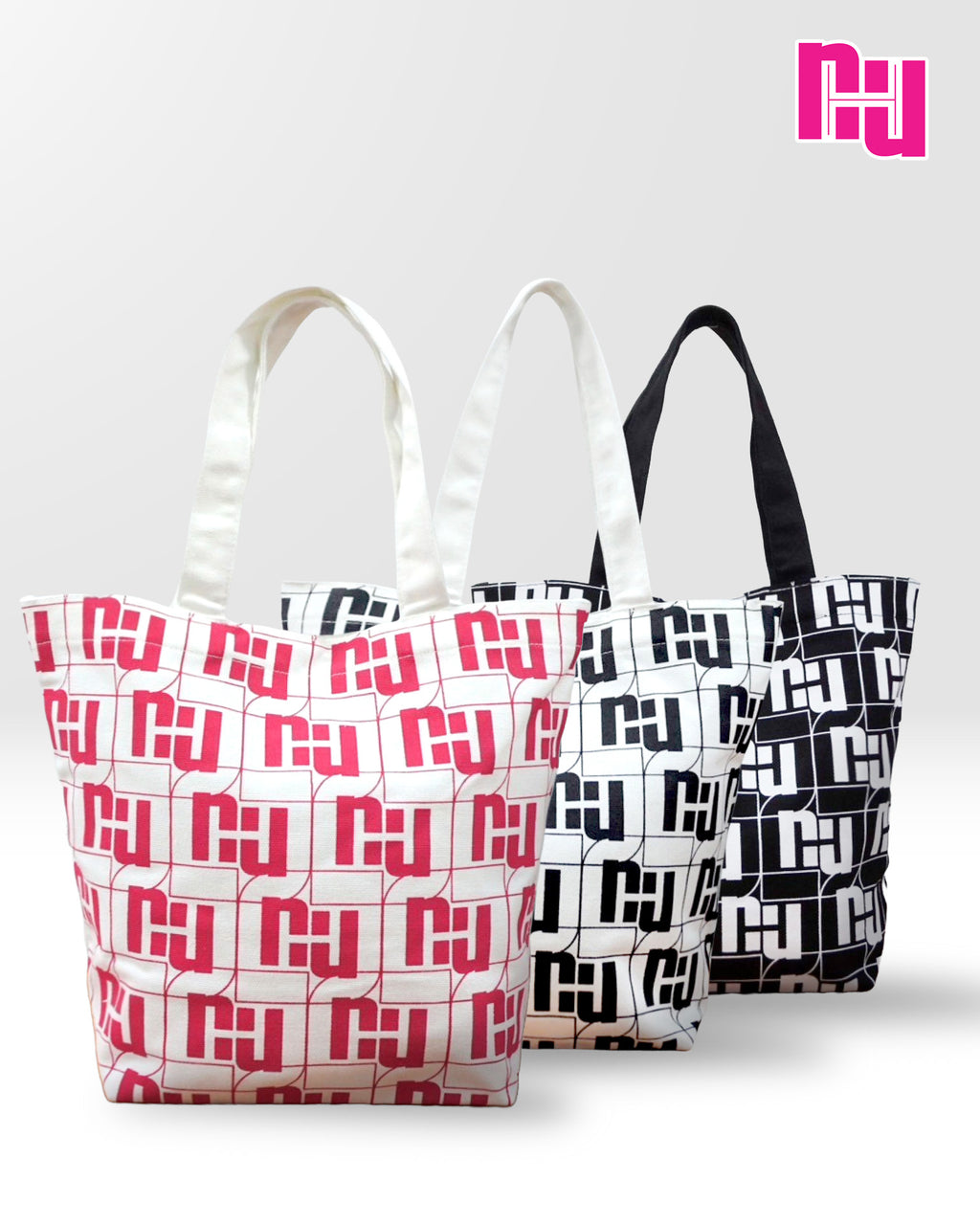 NUH MONOGRAM BAG CANVAS - กระเป๋าผ้าแคนวาสลายโมโนแกรม