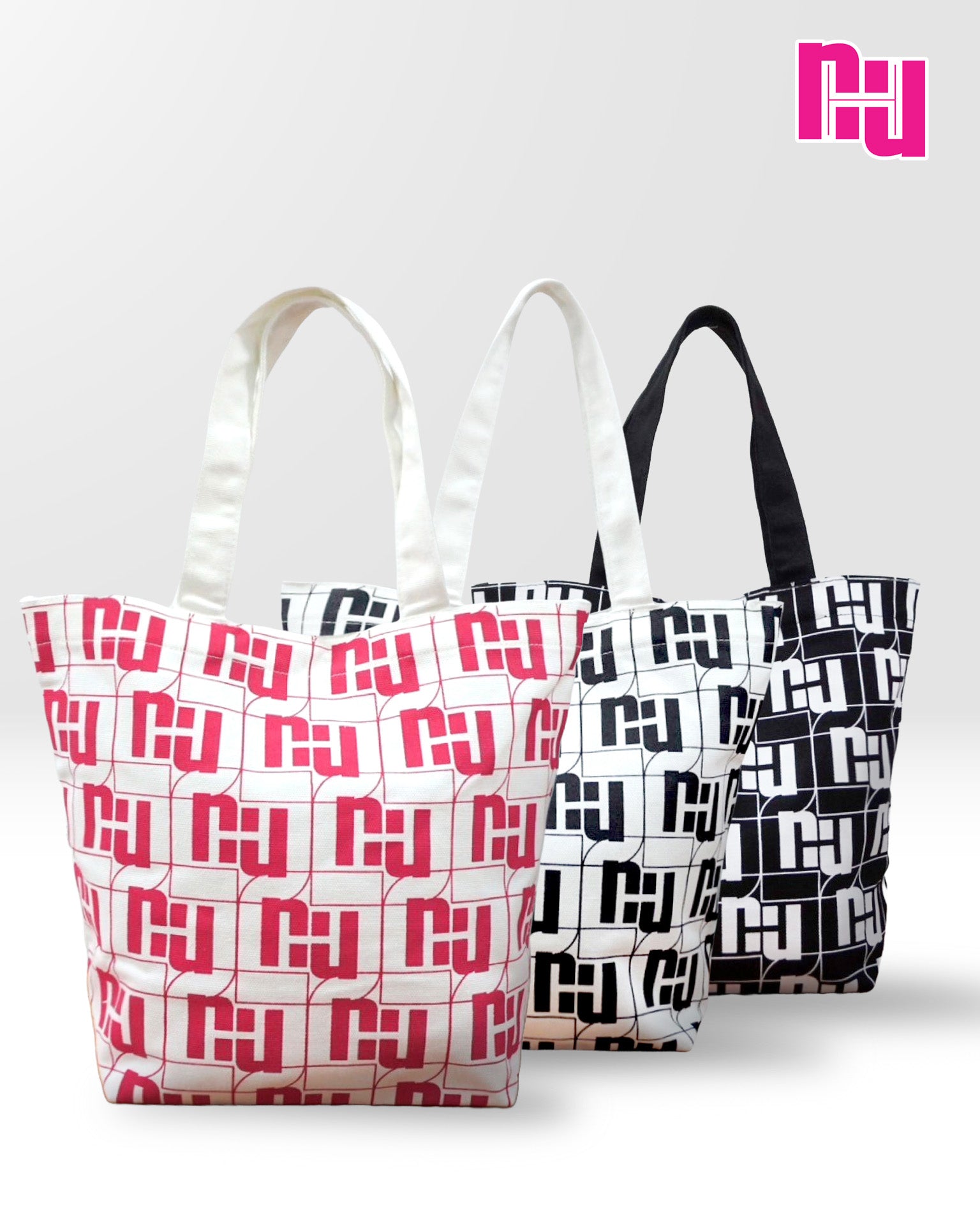 NUH MONOGRAM BAG CANVAS - กระเป๋าผ้าแคนวาสลายโมโนแกรม