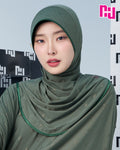 NUH BLACK Ready-to-wear hijab – Stiff, stretchy grid pattern.
