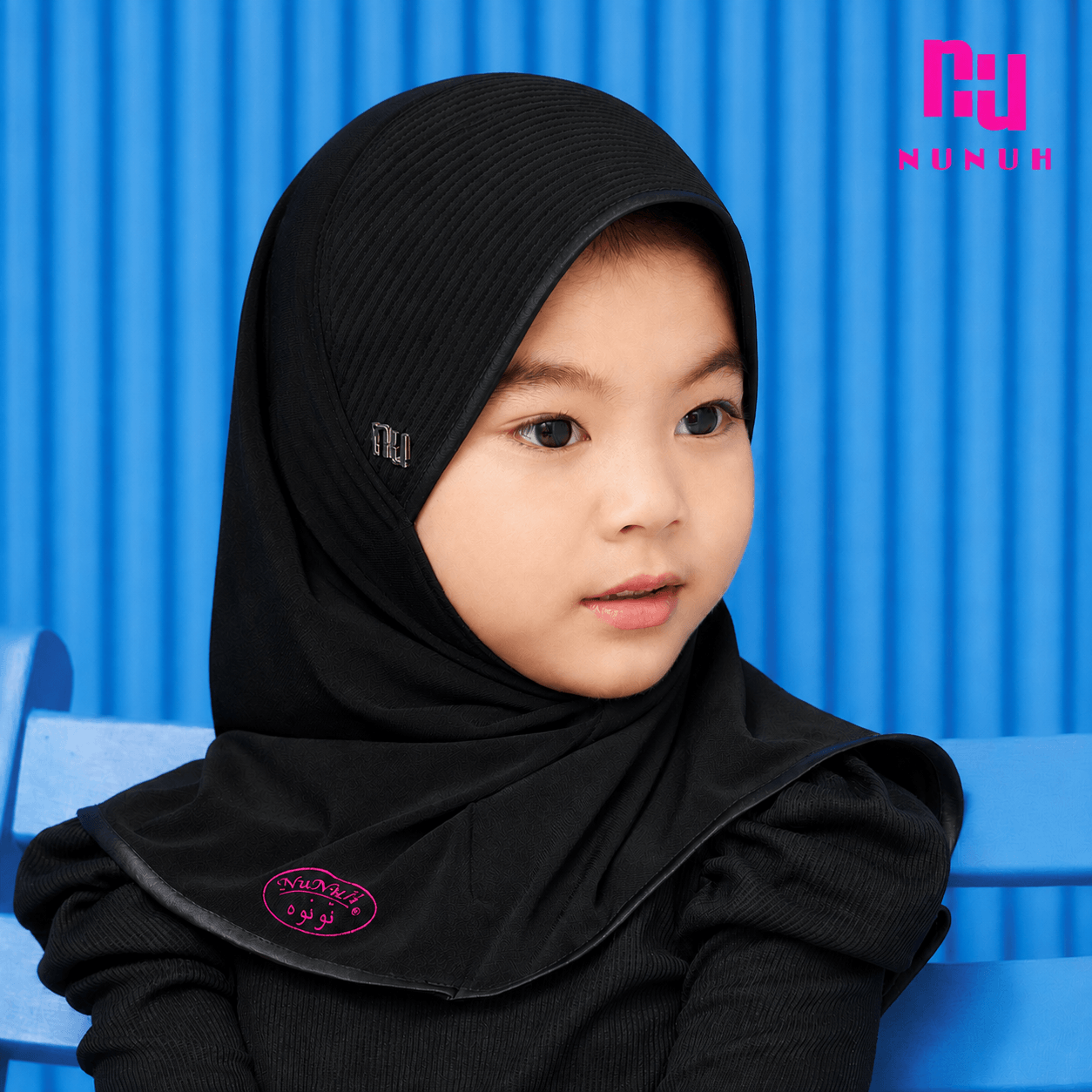 NUH HATI CLASSIC (BLACK) - ผ้าคลุมสวมสำเร็จคลาสสิคสีดำ (แพทเทิร์นฮาตีสำหรับเด็ก)
