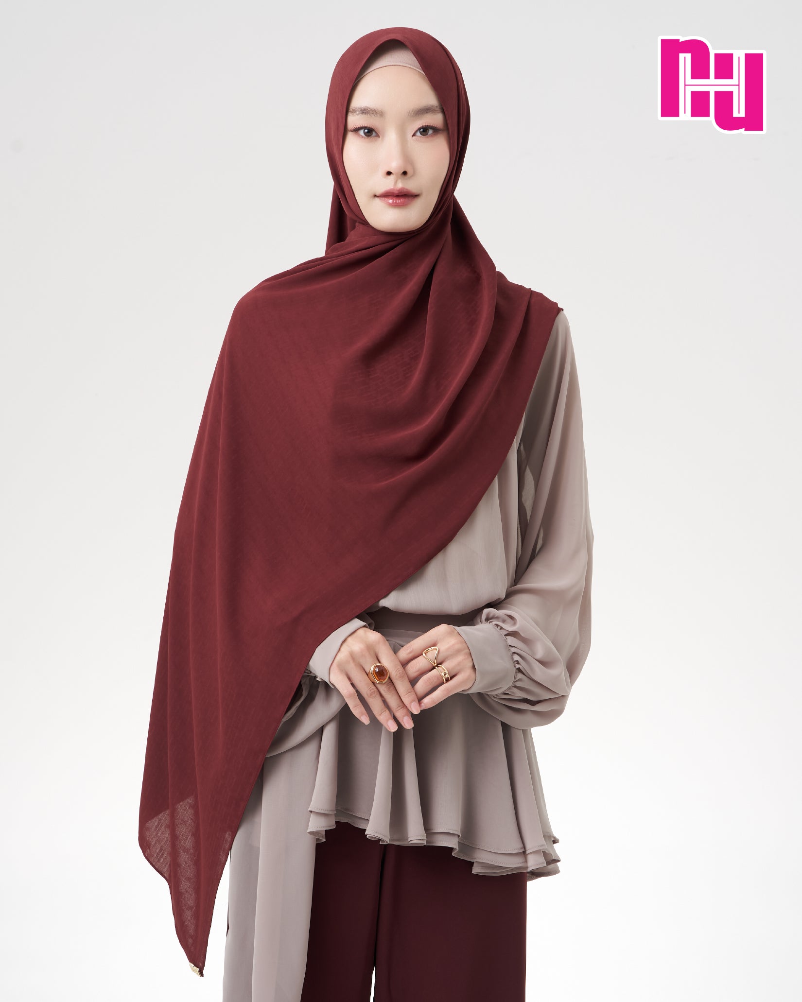 NUH MONOGRAM NOOR Long Hijab Scarf for Women Muslim – ผ้าพันแบบยาว