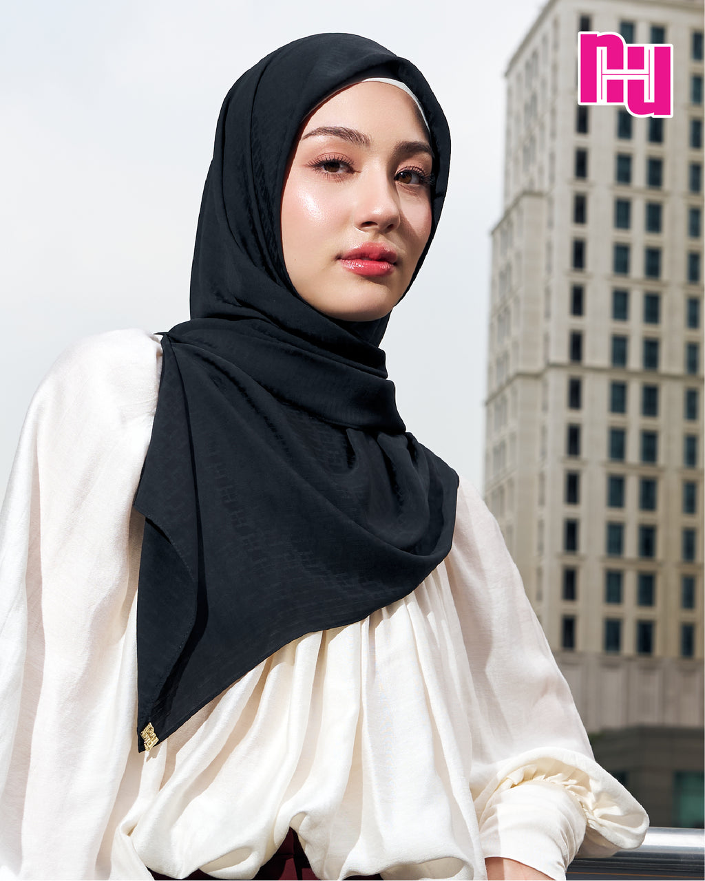 NUH MONOGRAM NOOR Square Hijab Scarf for Muslim Women - Triangular Hijab Scarf