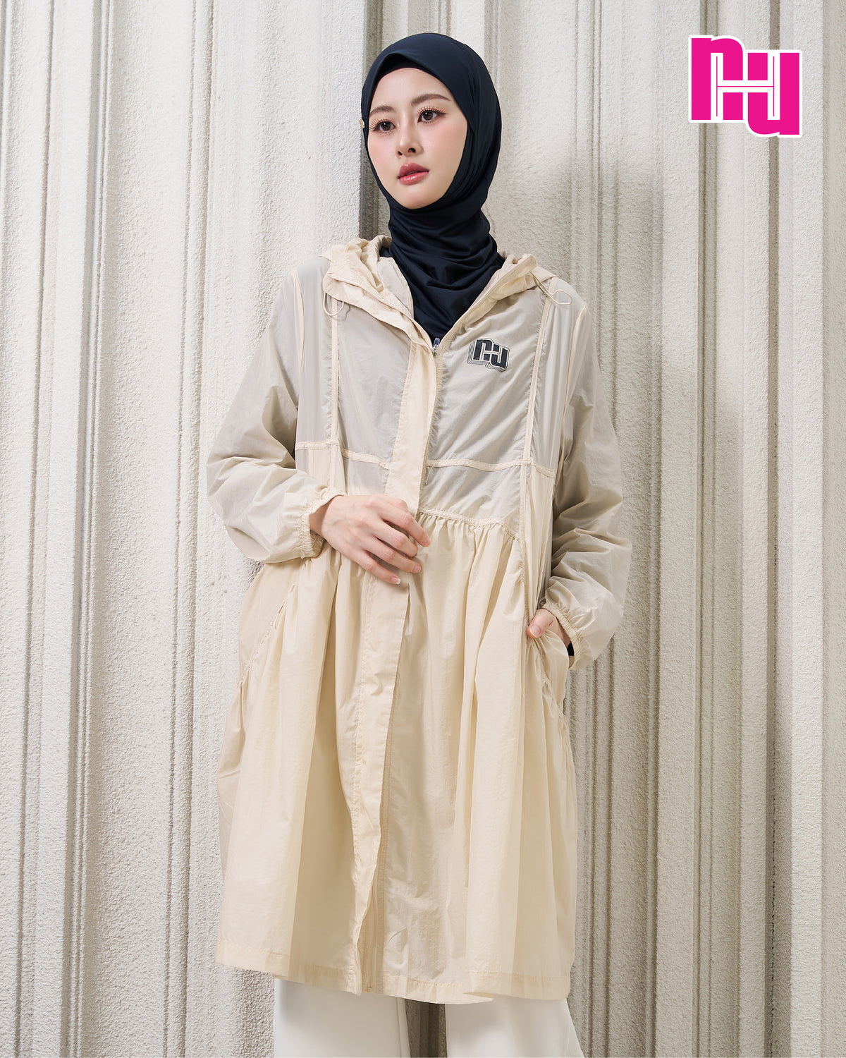 NUH SPORTSWEAR HOODED THIN JACKET - เสื้อแจ็คเก็ตผ้าร่มบางสำหรับออกกำลังกาย