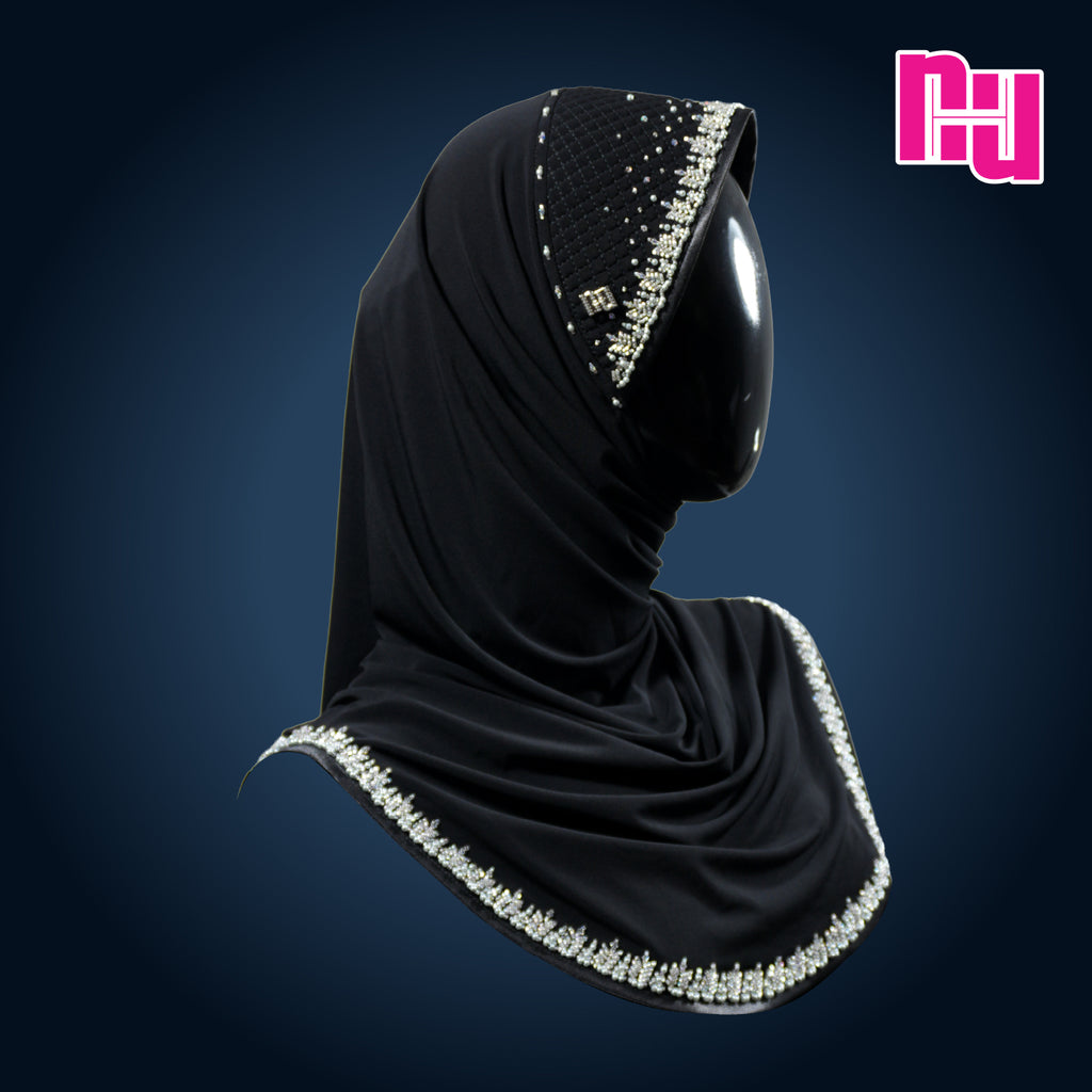 NUH CLASSIC CRYSTAL PREMIUM EDITION V - Ready-to-wear hijab embellished with crystal pearls