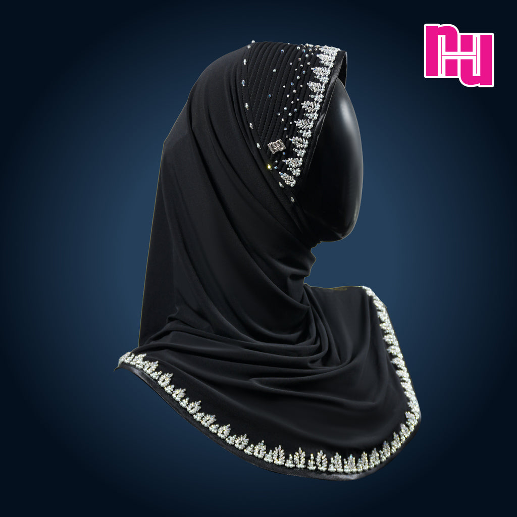 NUH CLASSIC CRYSTAL PREMIUM EDITION V - Ready-to-wear hijab embellished with crystal pearls