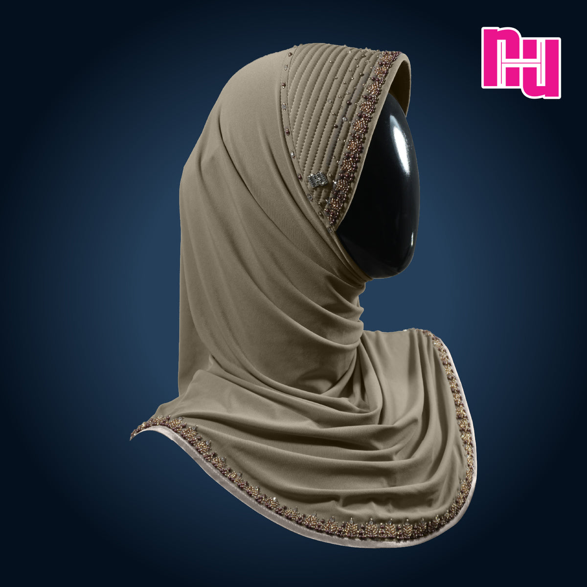 NUH CLASSIC CRYSTAL PREMIUM EDITION V - Ready-to-wear hijab embellished with crystal pearls