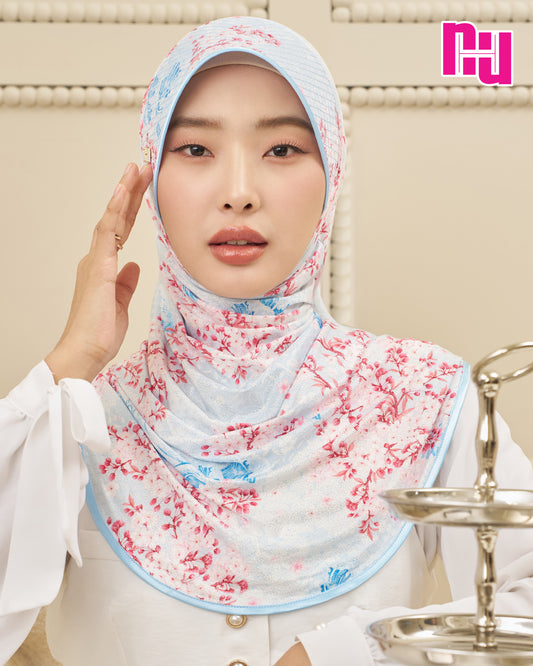 NUH HARU Ready-to-wear headscarf – Stretchy checkered headband (glitter fabric, shiny)