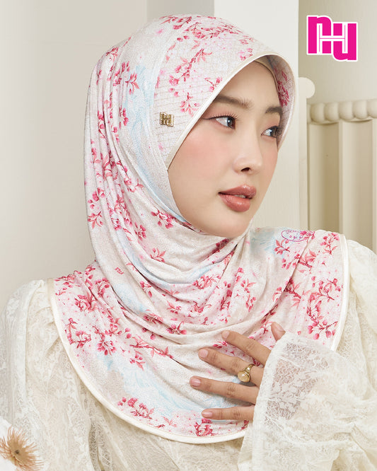 NUH HARU Ready-to-wear headscarf – Stretchy checkered headband (glitter fabric, shiny)