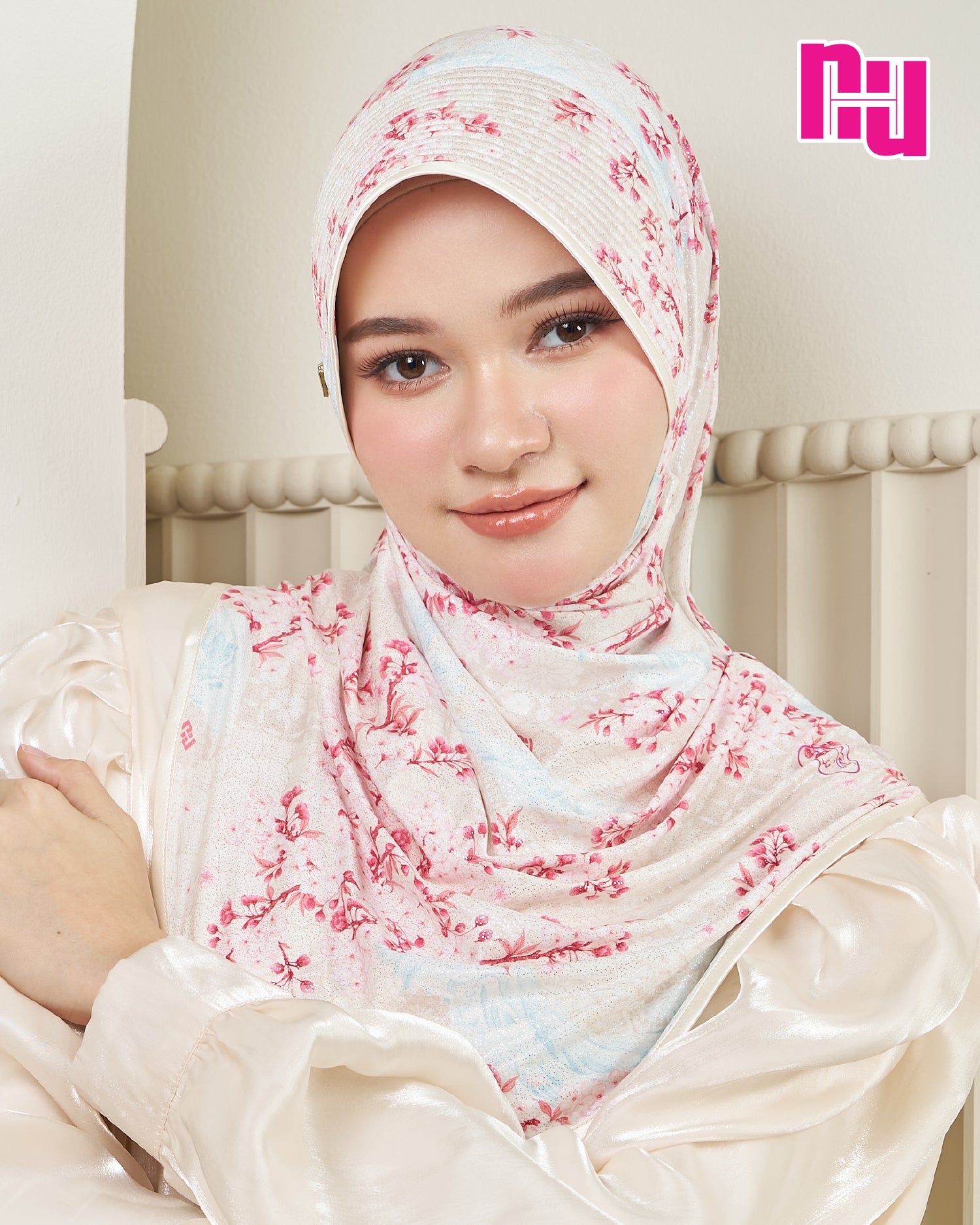 NUH HARU Ready-to-wear hijab – Straight foam style (Glittery, sparkly fabric)