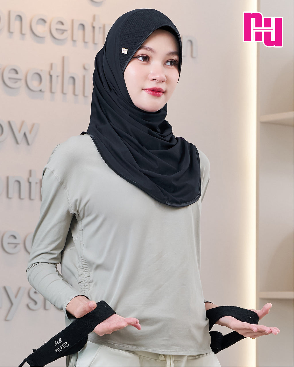 NUH SPORTSWEAR T-SHIRT - Side-ruched T-shirt for exercise.