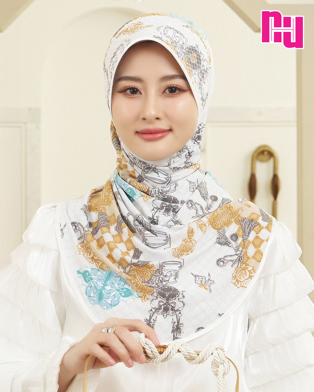 NUH RAYA ผ้าคลุมสวมสำเร็จ  – ทรงฟองน้ำตาราง
