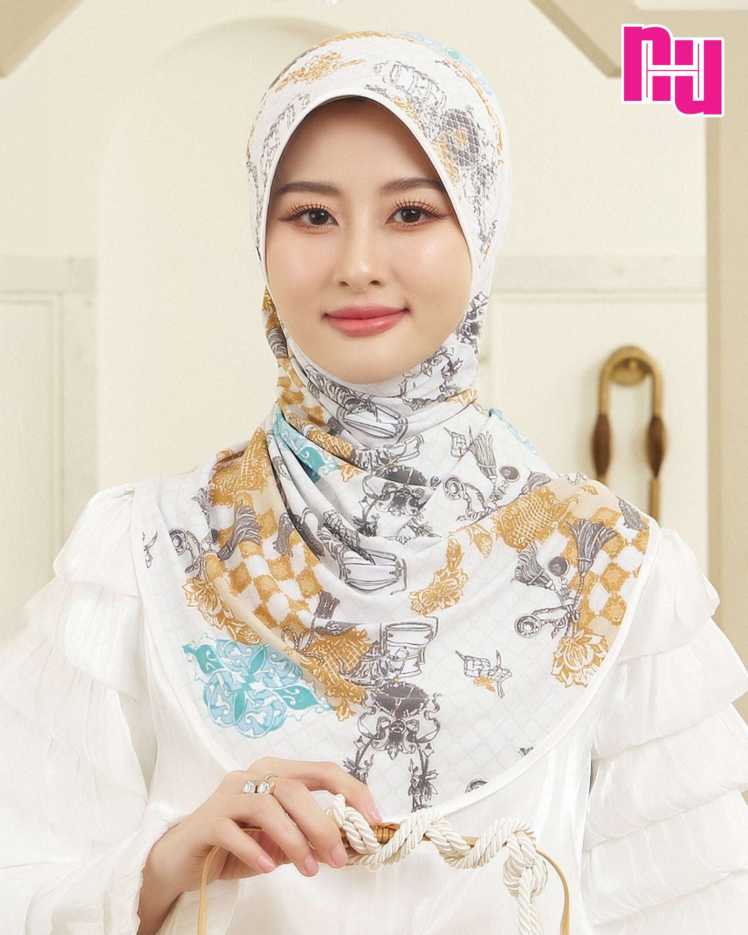 NUH RAYA ผ้าคลุมสวมสำเร็จ  – ทรงฟองน้ำตาราง