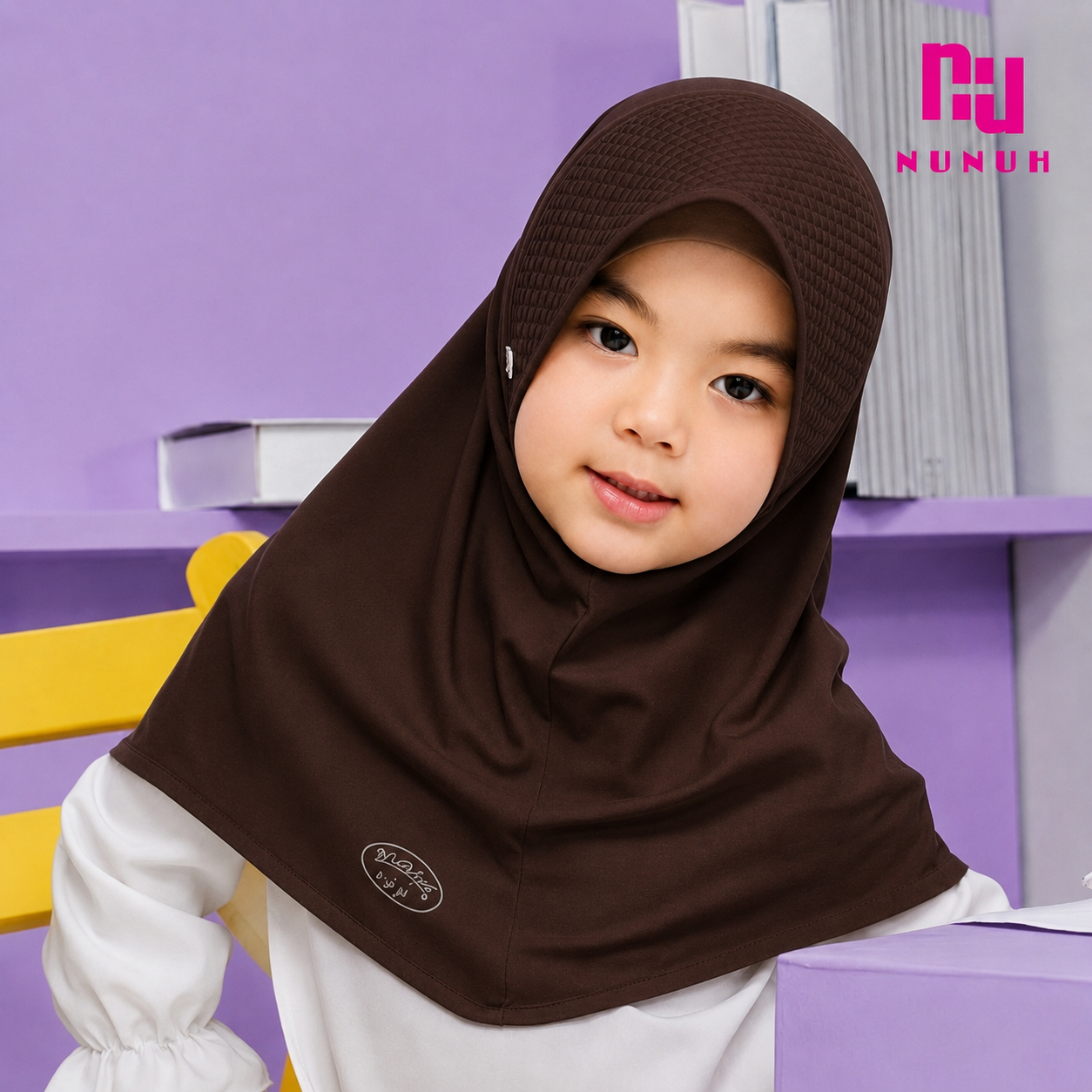NUH HATI CLASSIC (BLACK) - ผ้าคลุมสวมสำเร็จคลาสสิคสีดำ (แพทเทิร์นฮาตีสำหรับเด็ก)