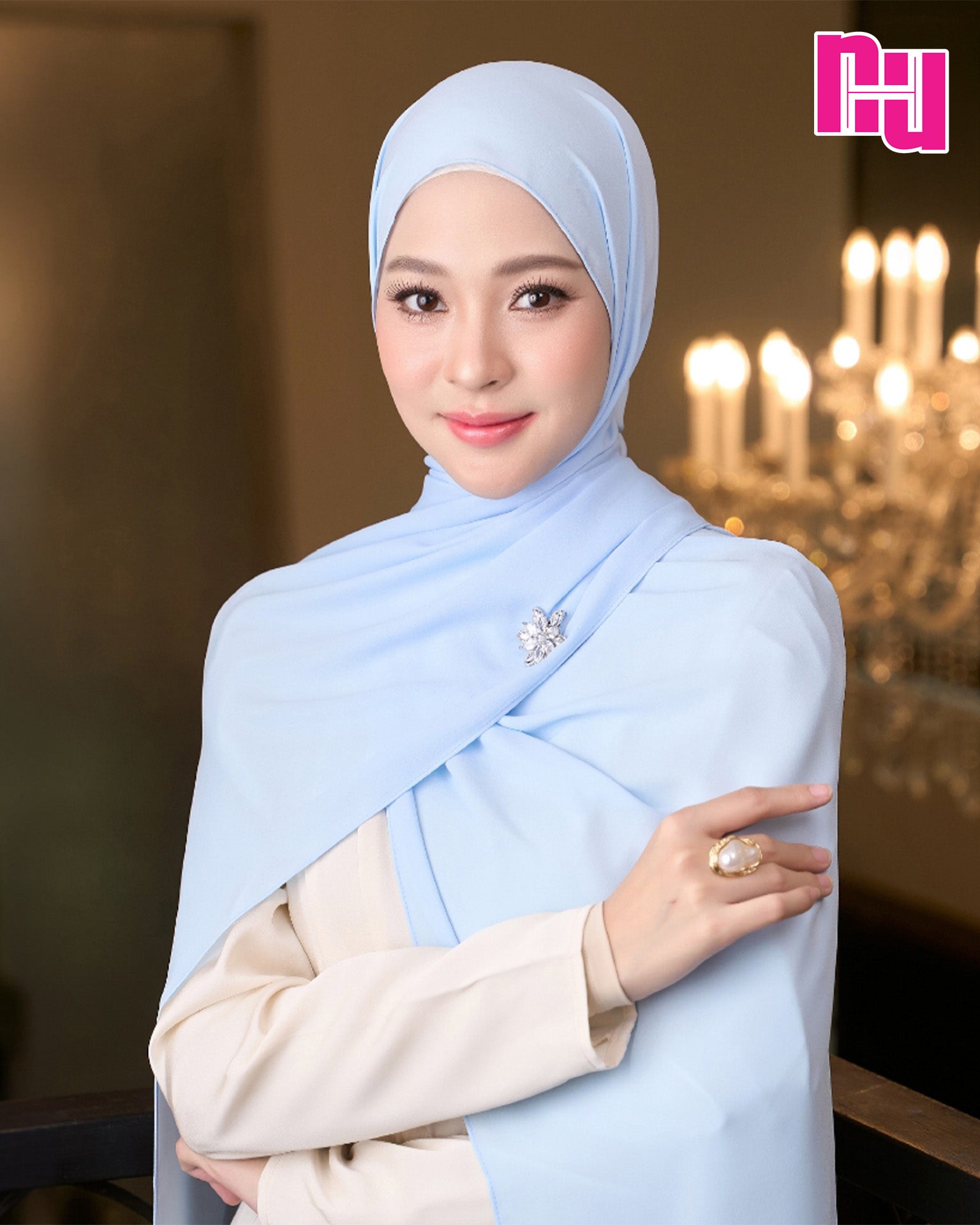 NUH NOOR Hijab Scarf for Women Muslim – ผ้าพันสีพื้นแบบยาว