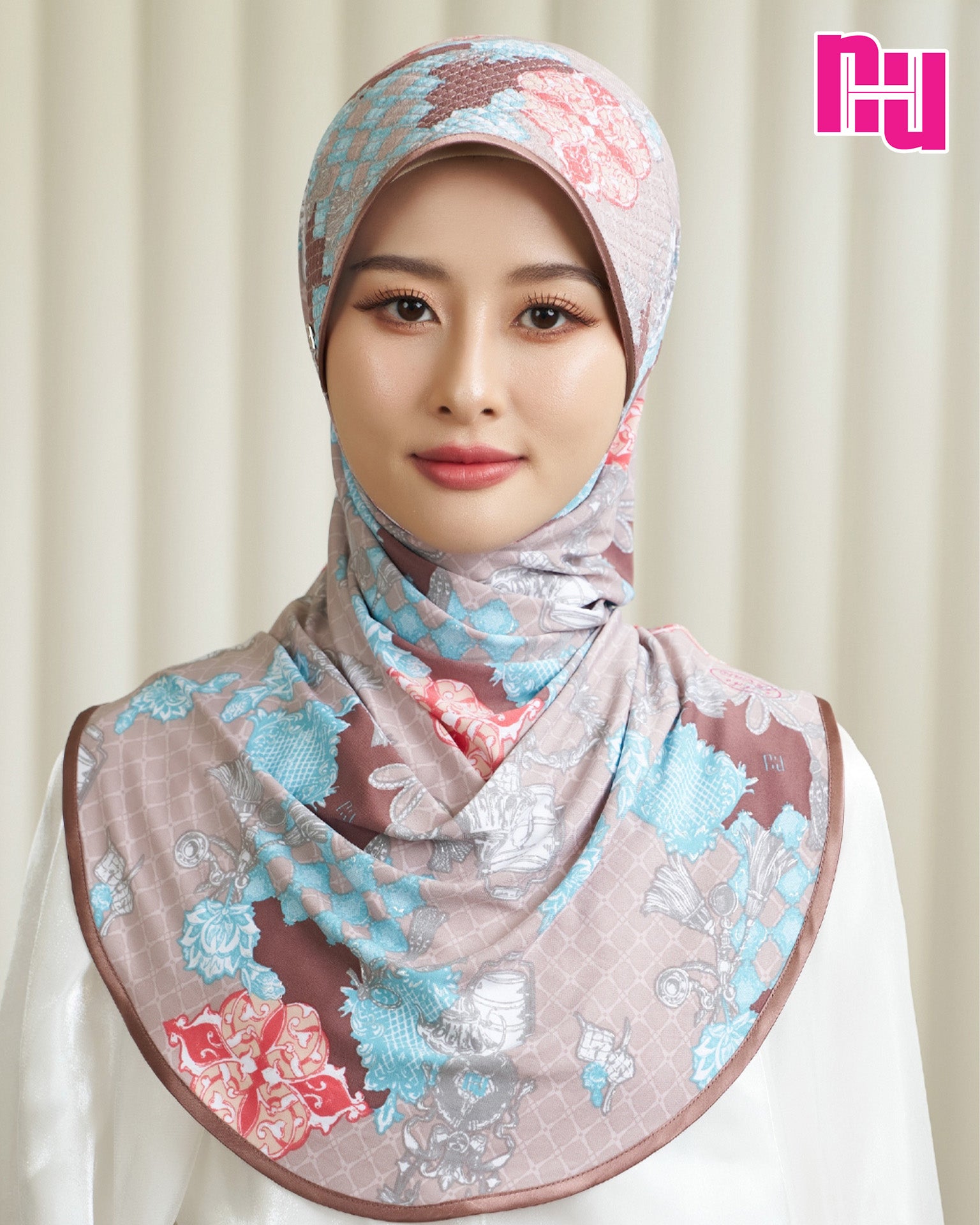 NUH RAYA ผ้าคลุมสวมสำเร็จ  – ทรงฟองน้ำตาราง